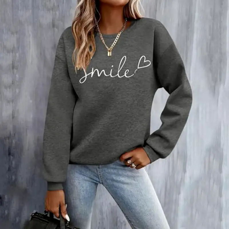 GXYANiaoy Maglione Donna Invernale - Felpa con Lettere Stampato Maniche Lunghe Girocollo Maglione Autunno Inverno Donna miniatura 2