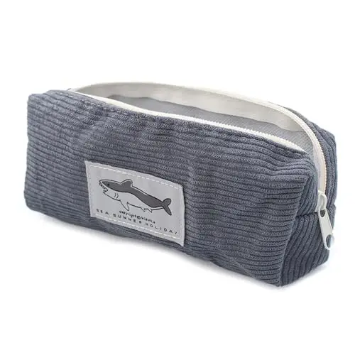 GZQINGYONG 1 Pezzi Astuccio in Velluto a Coste,20 x 10 cm Monocromo Astuccio Chiusura a Zip Portatile Grande