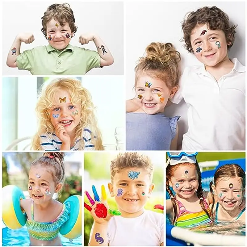 Habett Tatuaggi per Bambini 300+ Adesivi Tatuaggi Set Temporanei de Unicorno Dinosauro Spazio Pirata Animali per Regali Gratificanti Tatuaggi per Ragazze Ragazzi Tatuaggio Feste di Compleanno miniatura 2