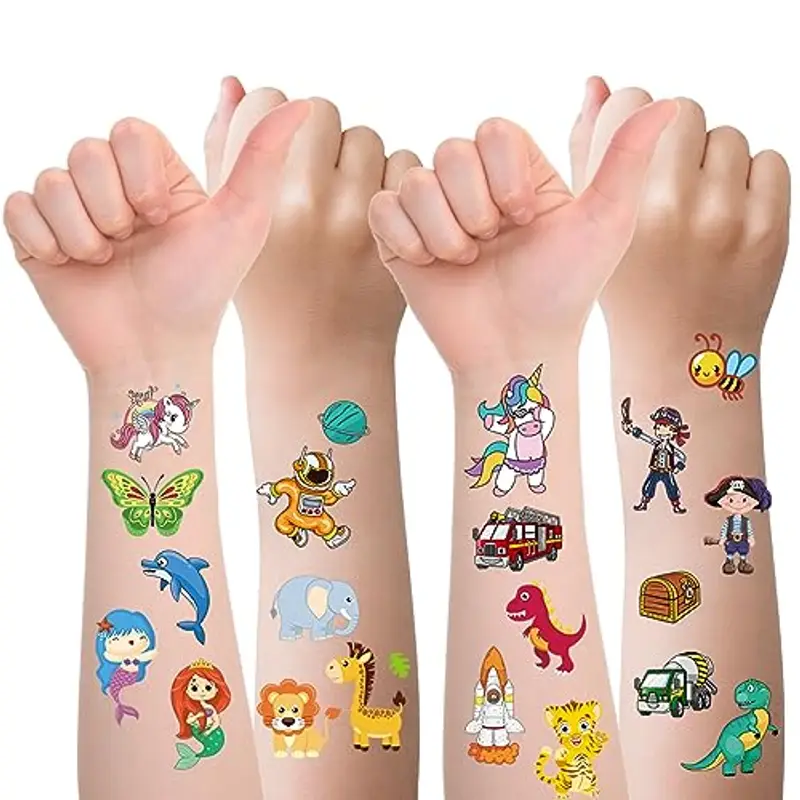 Habett Tatuaggi per Bambini 300+ Adesivi Tatuaggi Set Temporanei de Unicorno Dinosauro Spazio Pirata Animali per Regali Gratificanti Tatuaggi per Ragazze Ragazzi Tatuaggio Feste di Compleanno miniatura 3