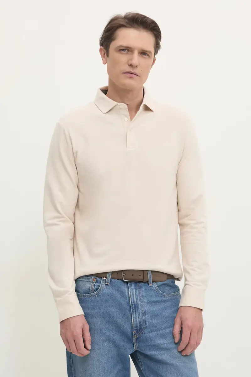 camicia a maniche lunghe uomo colore beige HM550991