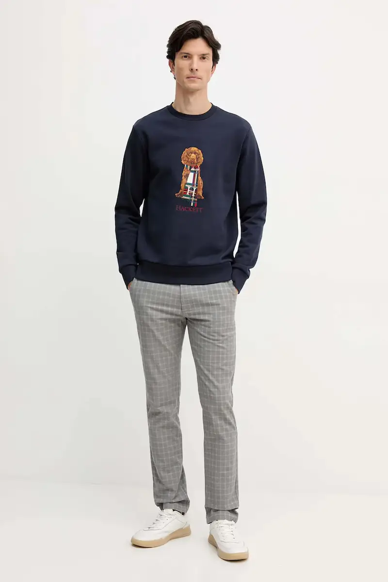 felpa in cotone uomo colore blu navy con applicazione HM5800015 miniatura 2