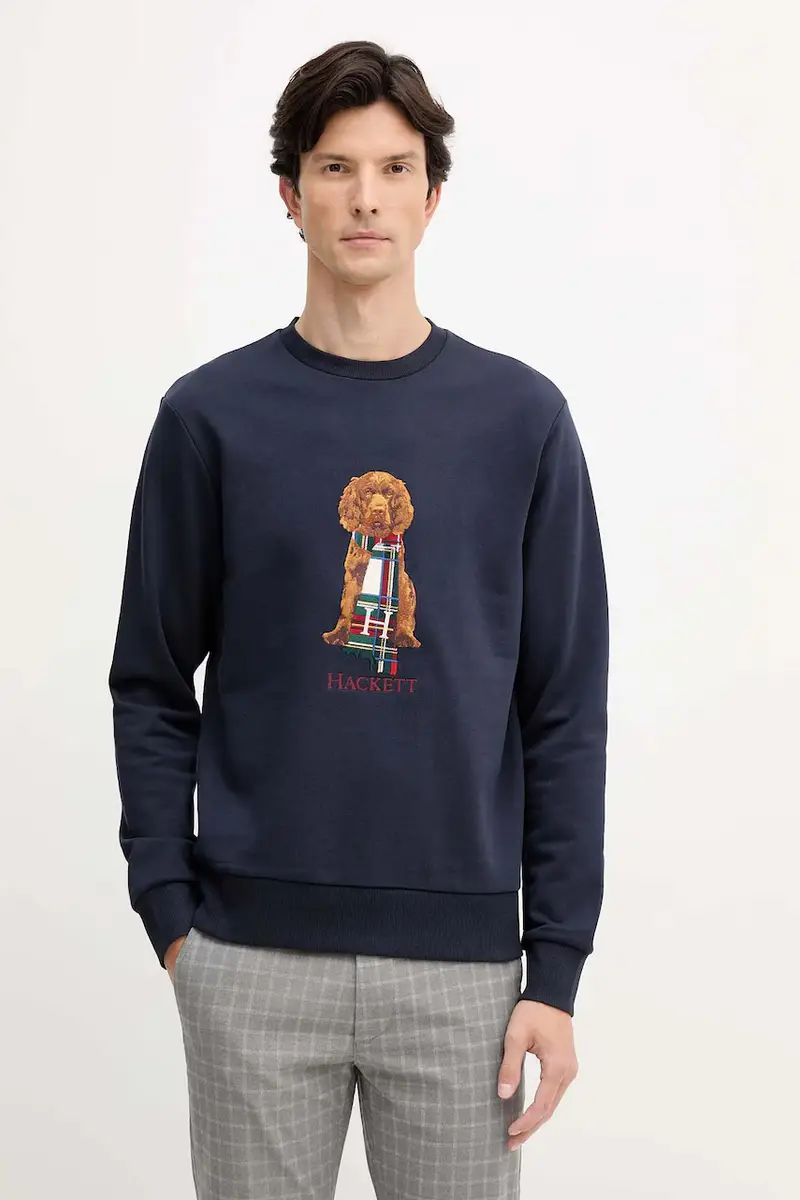 felpa in cotone uomo colore blu navy con applicazione HM5800015