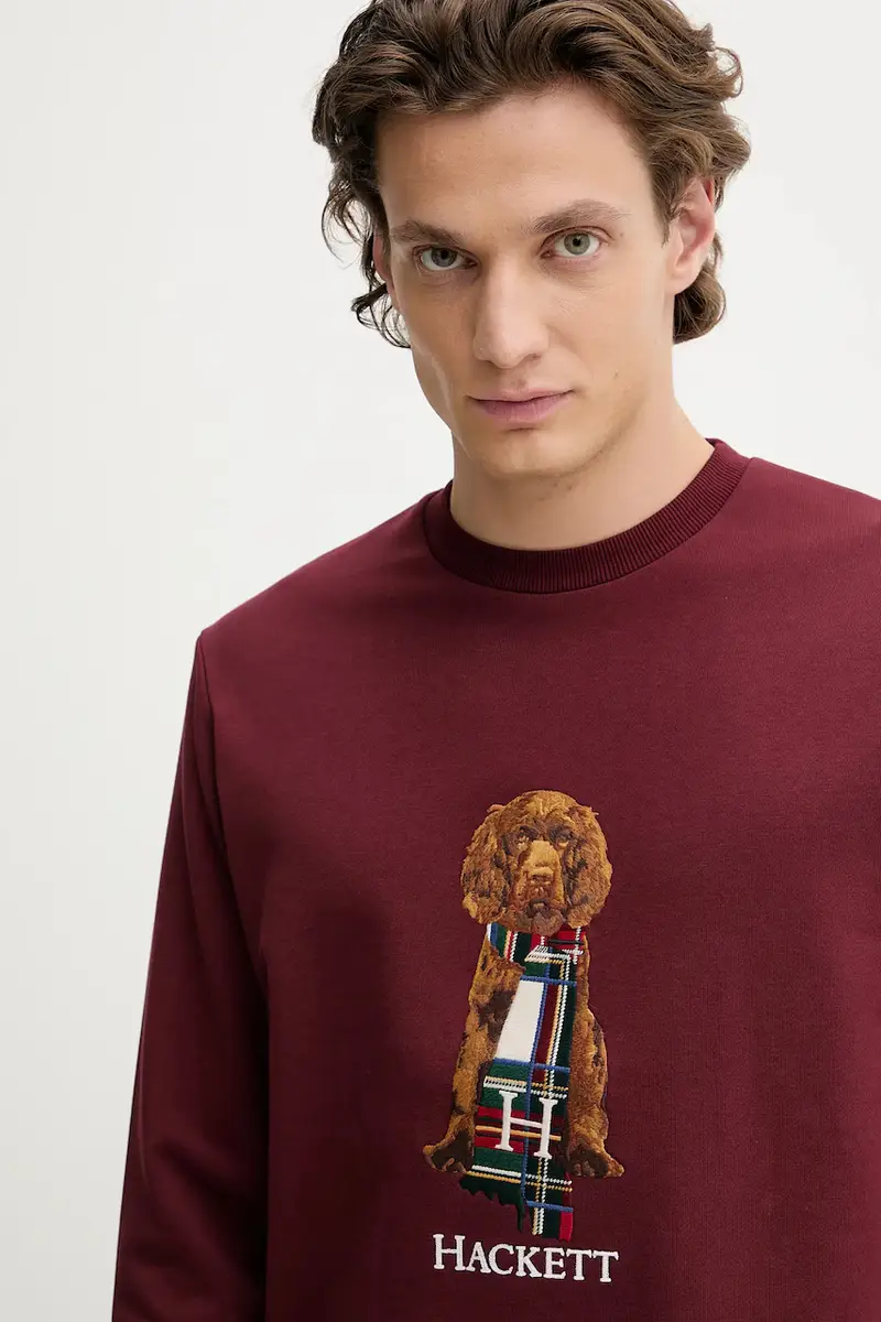 felpa in cotone uomo colore granata con applicazione HM5800015 miniatura 4