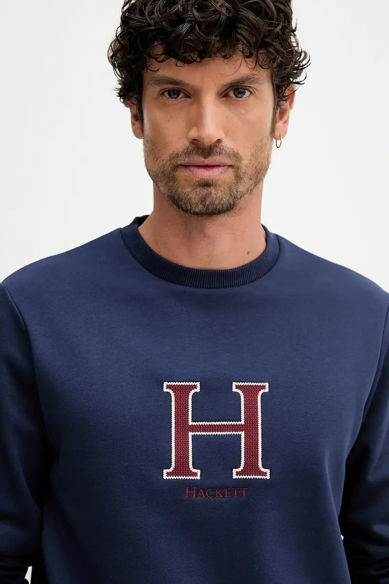 felpa uomo colore blu navy con applicazione HM5800020 miniatura 4