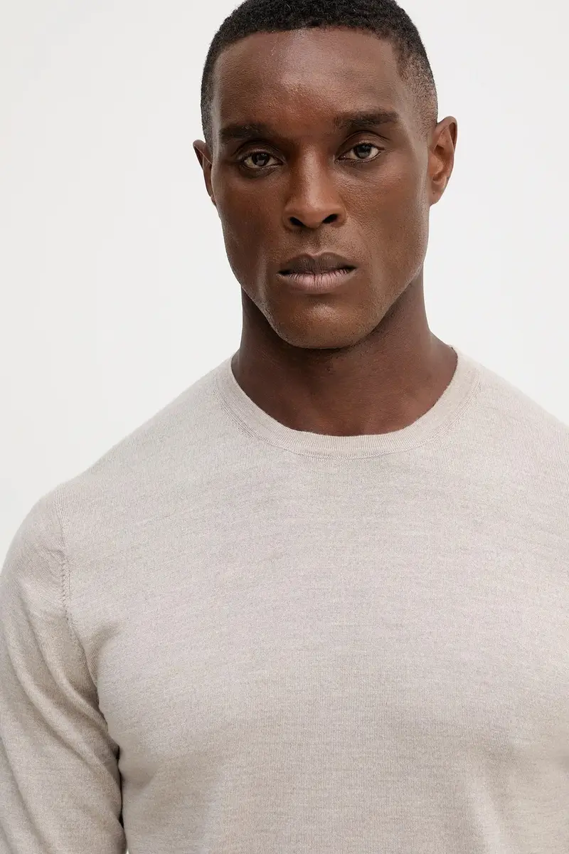 maglione in lana uomo colore beige HM7000006 miniatura 4