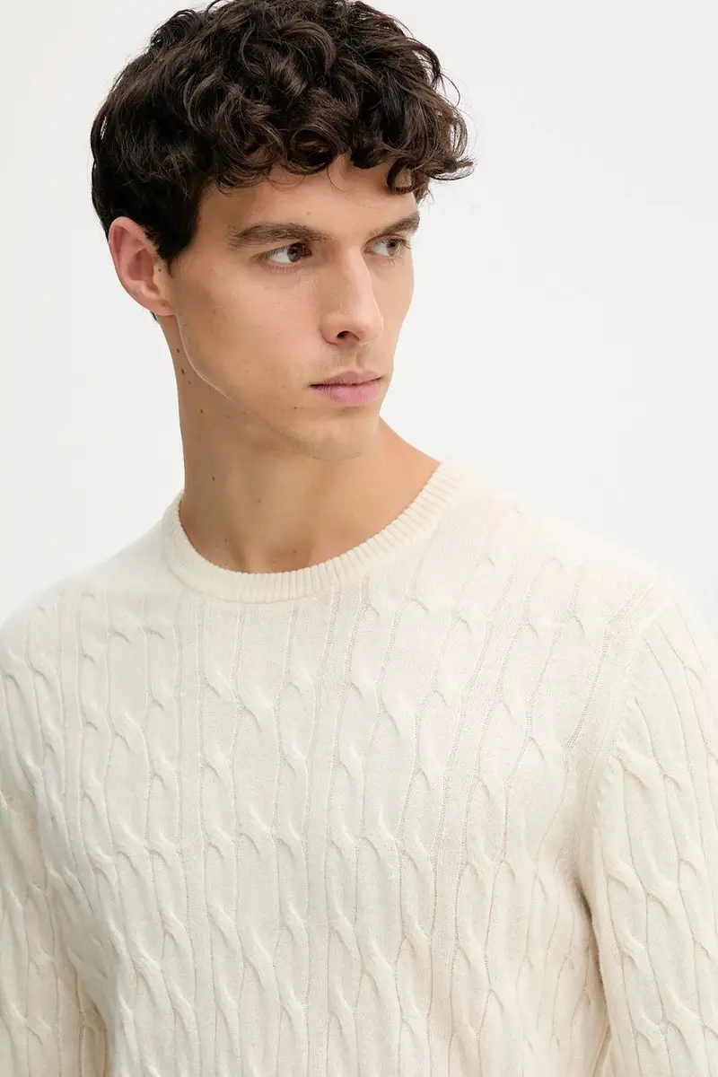 maglione in lana uomo colore bianco HM7000079 Beige miniatura 4