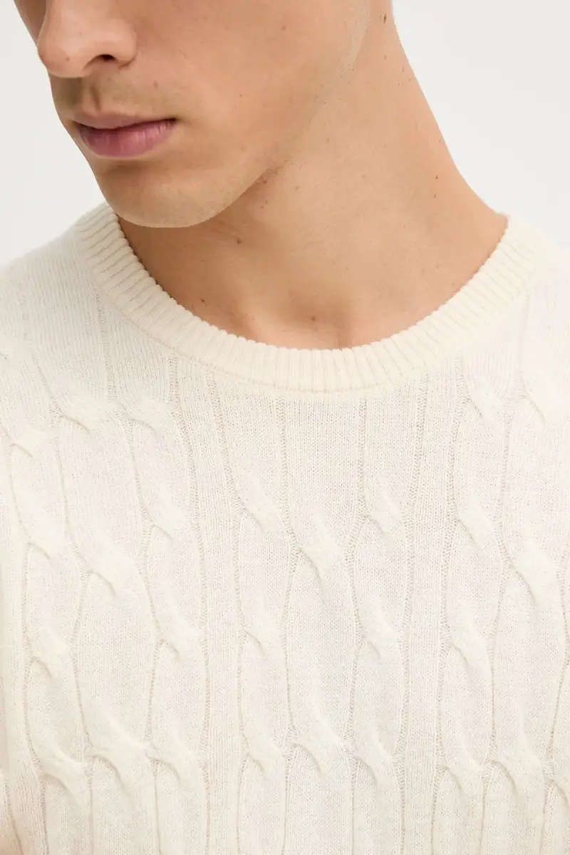 maglione in lana uomo colore bianco HM7000079 Beige miniatura 5