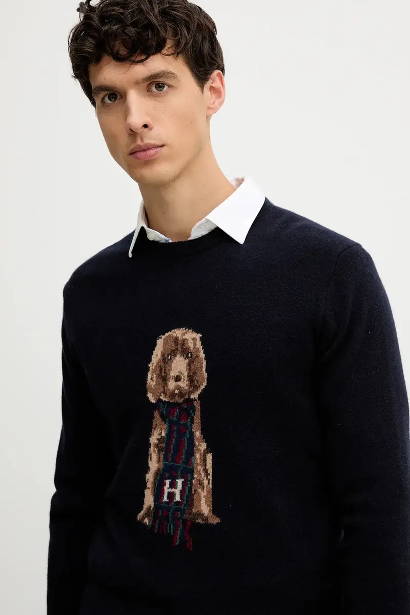 maglione in lana uomo colore blu navy HM7000051 miniatura 4