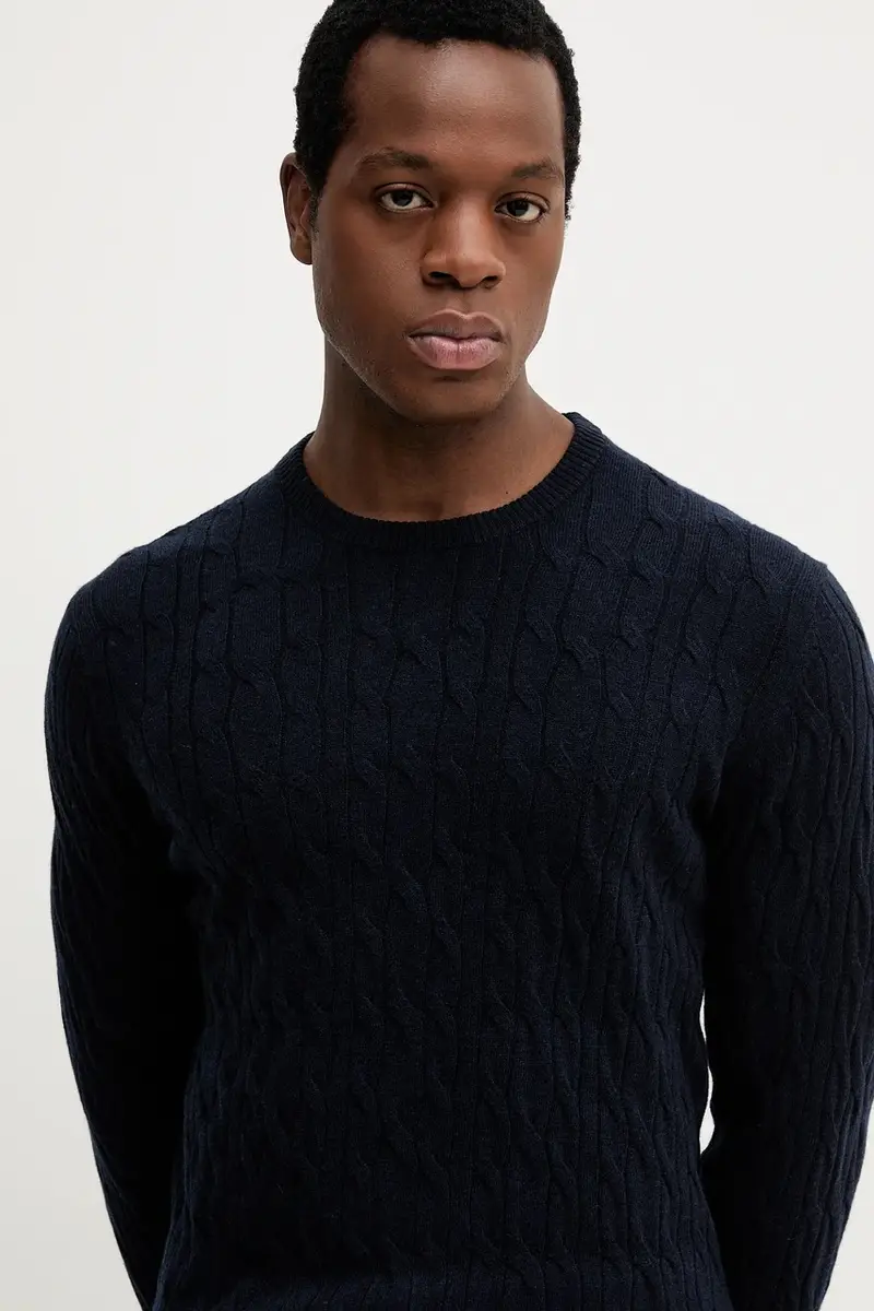 maglione in lana uomo colore blu navy HM7000079 miniatura 4