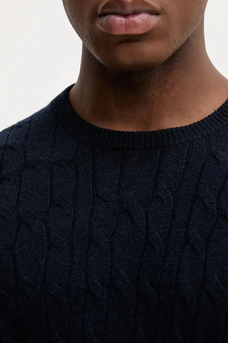 maglione in lana uomo colore blu navy HM7000079 miniatura 5