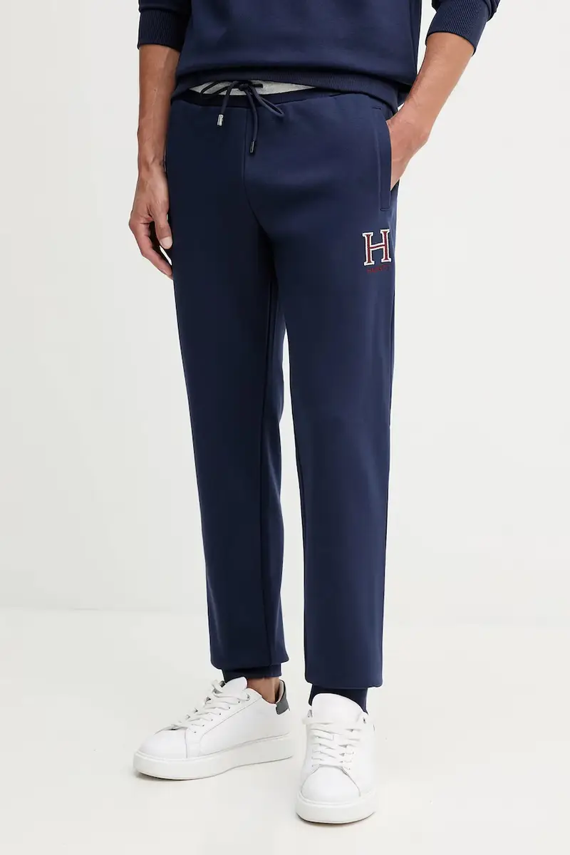 pantaloni tuta uomo colore blu navy con applicazione HM5800019