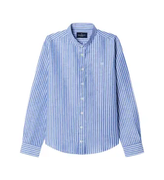 per ragazzo HK3000016 Camicia blu ESS COT LIN PORTER STR (11años= 146cm), Bianco, Cotone, Lino, Classico, Manica lunga, moda