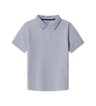 per ragazzo HK5600027 Polo in seersucker azzurro (3 años = cm), Blu, Casual, Grigio, Cotone, Manica corta, moda per bambi
