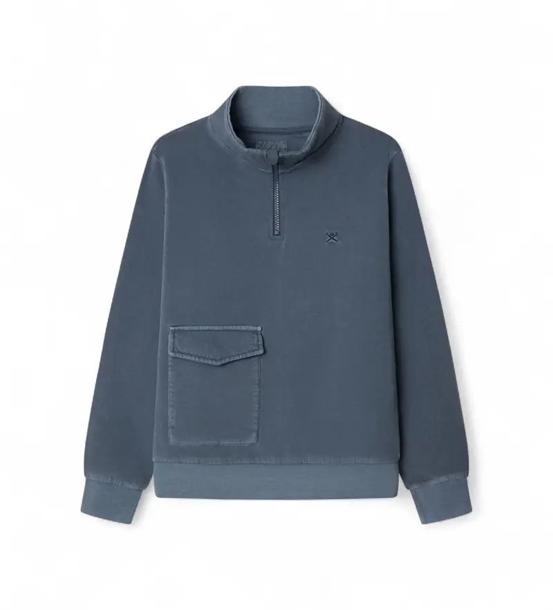 per ragazzo HK5800002 Felpa con tasca blu navy (13Años= 157cm), Casual, Cotone, moda per bambini