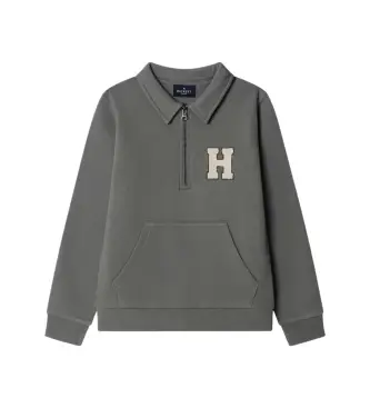 per ragazzo HK5800027 Felpa verde H Zip Sweat (9años= 134cm), Casual, Cotone, Manica corta, Manica lunga, moda per bambini