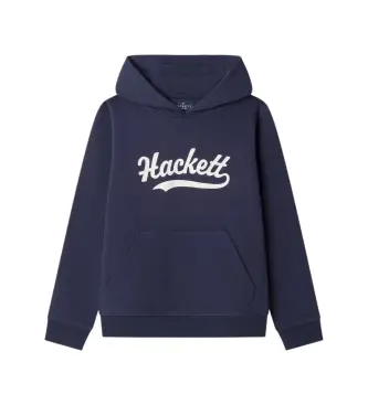 per ragazzo HK5800045 Felpa con cappuccio e logo blu navy (7años= 122cm), Casual, Cotone, Manica lunga, moda per bambini