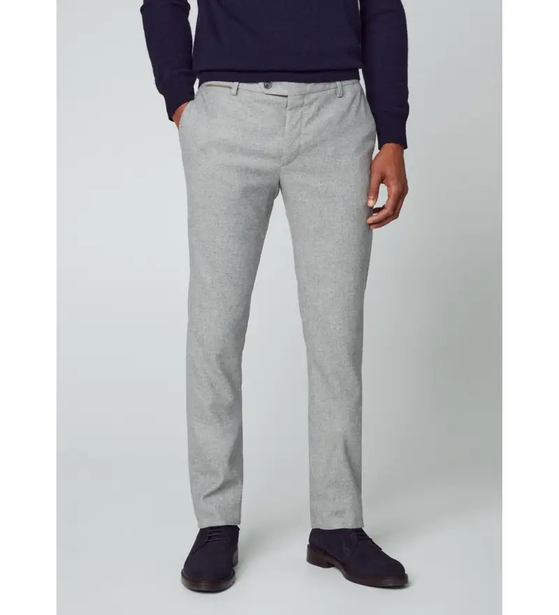 per uomo HM212485 Pantaloni in twill grigio (34/34), Casual, Lana