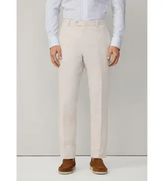 per uomo HM212726 Pantaloni beige slim fit Kensington (33/34), Casual, Lino