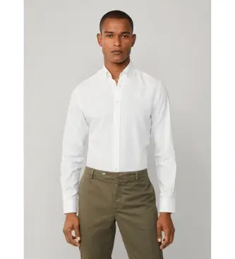 per uomo HM3010508 Camicia Oxford tinta bianca (L), Bianco, Casual, Da sera, Cotone, Classico, Manica lunga