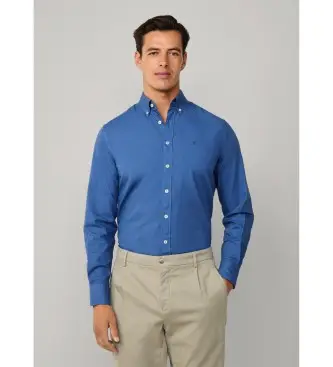 per uomo HM3010508 Camicia Oxford tinta blu (XL), Casual, Da sera, Cotone, Classico, Manica lunga