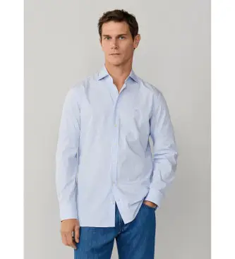 per uomo HM3010537 Camicia a righe su misura Bengala City Fit, azzurro cielo (M), Blu, Casual, Da sera, Cotone, Classico, Ma