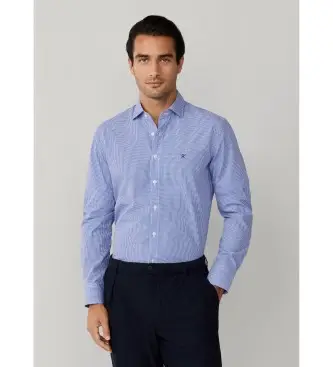 per uomo HM3010538 Camicia in popeline a quadri gingham, vestibilità classica, blu (XXL), Casual, Da sera, Cotone, Classico