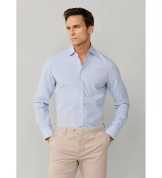 per uomo HM3010538 Camicia popeline classica blu da città (S), Casual, Cotone, Manica lunga