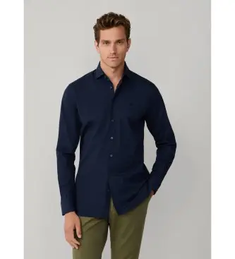 per uomo HM3010540 Camicia in popeline elasticizzato blu navy dal taglio sartoriale (L), Casual, Da sera, Cotone, Classico