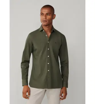 per uomo HM3010540 Camicia in popeline elasticizzato verde dal taglio sartoriale (L), Casual, Da sera, Cotone, Classico, Man