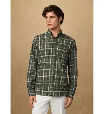 per uomo HM3010544 Camicia classica a quadri verde con vestibilità tradizionale (L), Casual, Cotone, Manica lunga