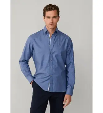 per uomo HM3010548 Camicia in flanella a spina di pesce blu, vestibilità classica (M), Casual, Cotone, Classico, Manica lung