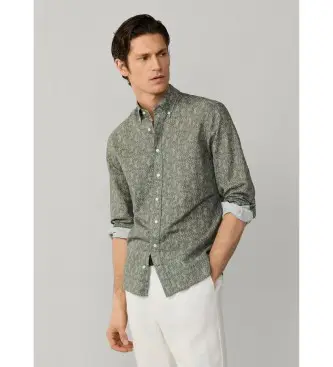 per uomo HM3010613 Camicia con stampa tigre verde (L), Casual, Cotone, Manica lunga