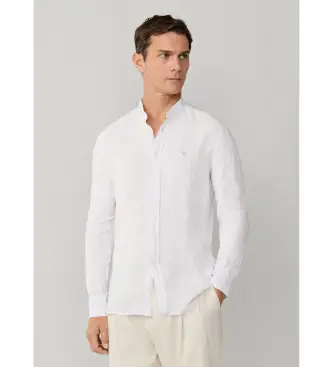 per uomo HM3010632 Camicia bianca in lino dal taglio sartoriale (L), Bianco, Casual, Manica lunga