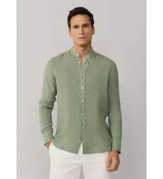 per uomo HM3010632 Camicia in lino verde dal taglio sartoriale (L), Casual, Manica lunga