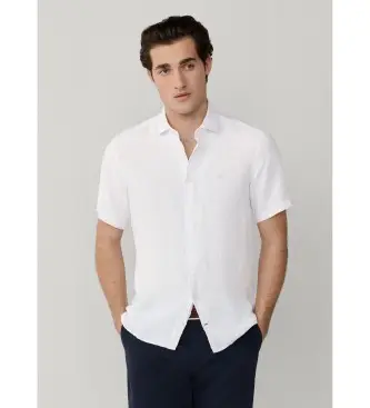 per uomo HM3010633 Camicia di lino bianca GMD (L), Bianco, Casual, Manica corta