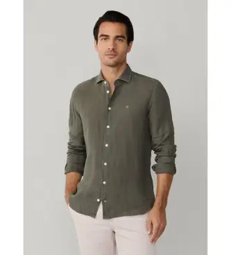 per uomo HM3010636 Camicia di lino verde ESS GMD (L), Casual, Manica lunga