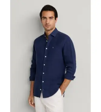 per uomo HM3010636 Camicia ESS GMD Linen Kent blu navy (M), Casual, Cotone, Manica lunga