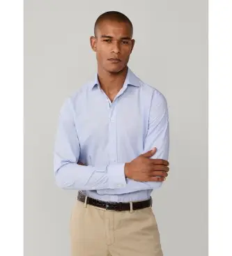 per uomo HM3010650 Camicia a righe blu a righe inglesi (L), Casual, Cotone, Manica lunga