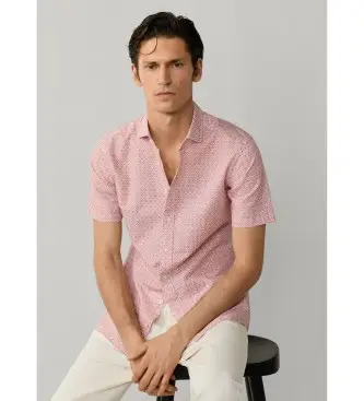 per uomo HM3010651 Camicia rossa con stampa Clay (L), Rosso, Casual, Cotone, Manica corta Naturale