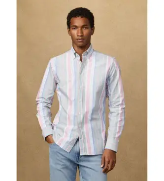 per uomo HM3010683 Camicia Heritage Multi Ox Str verde salvia (L), Bianco, Multicolore, Cotone, Classico, Manica lunga