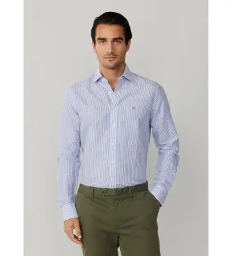 per uomo HM3010691 Camicia blu Bengala in lino Ess (L), Casual, Cotone, Manica lunga