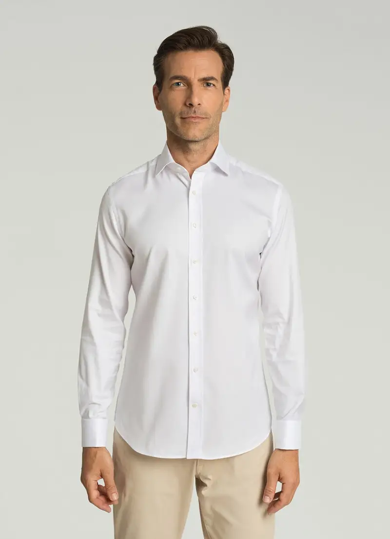 per uomo HM308676 Camicia bianca Pinpoint (M), Bianco, Casual, Cotone, Manica lunga