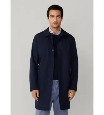 per uomo HM4000137 Cappotto blu navy Belgravia Mac (L), Classico, Poliestere