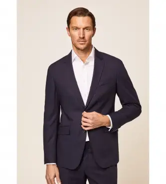 per uomo HM423049 Abito in lana antirughe blu navy (42/32), Da sera, Classico, Manica lunga