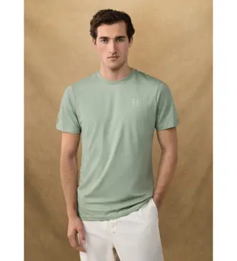 per uomo HM5000077 Maglietta verde con piccolo logo (S), Casual, Cotone, Manica corta