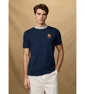 per uomo HM5000082 T-shirt classica Lrc blu navy (S), Casual, Cotone, Manica corta