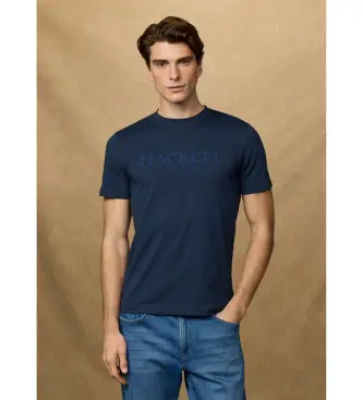 per uomo HM5000091 T-shirt con logo blu navy vestibilità classica (L), Casual, Cotone, Manica corta