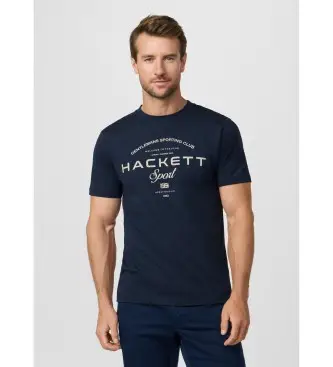 per uomo HM5000098 T-shirt club grafica con logo, vestibilità classica, blu navy (L), Casual, Cotone, Manica corta