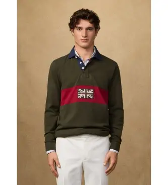 per uomo HM5700010 Polo da rugby verde classica Peaks (XL), Casual, Cotone, Manica lunga